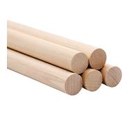 JOWE Lot de 5 baguettes rondes en hêtre 14 mm, longueur 100 cm - baguettes en bois de hêtre lisses - Fabriqué en Autriche