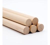 JOWE Lot de 5 baguettes rondes en hêtre 16 mm, longueur 100 cm - baguettes lisses en bois de hêtre - Fabriqué en Autriche