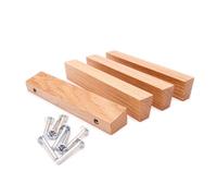 JOWE Poignées de meuble en bois avec vis - Lot de 4 poignées en bois de chêne laqué - Forme : trapèze - Distance de perçage 96 mm
