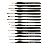 JOWOART Lot de 15 pinceaux miniatures à pointe fine fabriqués à la main avec manches en bois parfaitement équilibrés et lestés pour peinture, acrylique, huile, aquarelle, micro détails (coude ruban