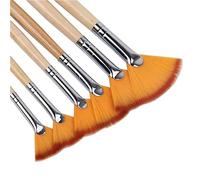 Jowoart Lot de 6 pinceaux en acrylique en forme d'éventail à double poils en nylon pour peinture à l'huile