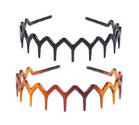 Jowxsx Lot de 2 bandeaux en zigzag marron et noir élégant pour homme et femme - Peigne à dents de requin tendance
