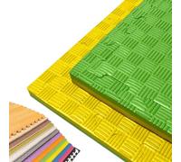 JOWY Tatami Puzzle pour Gymnase, Arts Martiaux, Judo, Karaté, Taekwondo, Yoga, Fitness et Zones d’Étirement | 1x1m | 2 cm d’épaisseur | Finition F | Couleur Vert/Jaune (2 pièces)