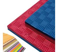 JOWY Tatami Puzzle pour Gymnase, Arts Martiaux, Judo, Karaté, Taekwondo, Yoga, Fitness et Zones d’Étirement | 1x1m | 2 cm d’épaisseur | Finition F | Couleur Rouge/Bleu (4 pièces)