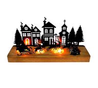 Joxessaien Bougeoir de l'Avent en bois et métal - Couronne de l'Avent - Plateau à bougie - Bougeoir avec Père Noël et 6 rennes - Décoration de table de Noël