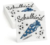 Joxessaien Lot de 32 serviettes de table pour rentrée scolaire, 33 x 33 cm, motif de football, bleues, décoration de rentrée des classes garçon pastel pour réunions, fêtes scolaires