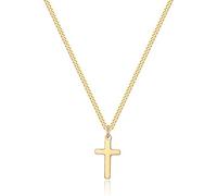 Joxevyia Collier avec pendentif en forme de croix en acier inoxydable rempli d'or 14 carats avec chaîne cubaine - Cadeau de Noël pour homme et femme - 40,6 à 61 cm, 18 inches, Acier inoxydable