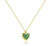 Joxevyia Collier avec pendentif en forme de cœur en cristal de cornaline - Pierre brute - Cristaux de guérison délicats - Cadeau d'anniversaire, de Saint-Valentin pour elle, Métal, Aventurine