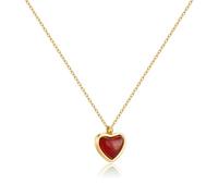 Joxevyia Collier avec pendentif en forme de cœur en cristal de cornaline - Pierre brute - Cristaux de guérison délicats - Cadeau d'anniversaire, de Saint-Valentin pour elle, Acier inoxydable plaqué or
