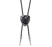 Joxevyia Cravate bolo pour homme vintage en cuir de vache crâne de vache corde western cowboy cravate vintage bola cravate cadeau pour lui, Bolo Big Triangle Stone Noir, common