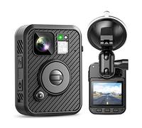JOXLOVER Caméra corporelle, Caméra corporelle F2 2K GPS et 128 Go portée par Le Corps Double écrans IPS 8-10H Enregistrement montée sur avec Aspiration de Voiture