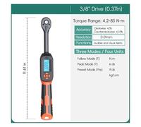 JOXLOVER Clé dynamométrique, Clé dynamométrique numérique avec valeurs prédéfinies, précision de 2%, avertisseur sonore et notification par flash LED Pour voiture et moto(4.2-85N.M)