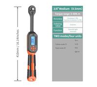 JOXLOVER Clé dynamométrique, Clé dynamométrique numérique avec valeurs prédéfinies, précision de 2%, avertisseur sonore et notification par flash LED Pour voiture et moto(3-60N.m)