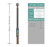 JOXLOVER Clé dynamométrique, Clé dynamométrique numérique avec valeurs prédéfinies, précision de 2%, avertisseur sonore et notification par flash LED Pour voiture et moto(17-340N.m)