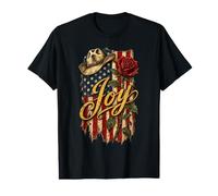 Joy Chapeau de Cowboy Drapeau américain Rose T-Shirt Graphique avec Valeur