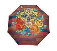 Joy Crâne Art Parapluie Pliant Ouverture et Fermeture Automatique Protection UV Parapluies Pliant Coupe-Vent Ultra-léger pour Voyager Plage Femmes Enfants Fille
