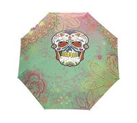 Joy Crâne Art Parapluie Pliant Ouverture et Fermeture Automatique Protection UV Parapluies Pliant Coupe-Vent Ultra-léger pour Voyager Plage Femmes Enfants Fille