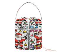 Joy Give Love Peace Santa Collection Sac de rangement pour crochet Sac de voyage portable pour fournitures de tricot