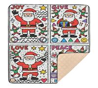 Joy Give Love Peace Santa Collection Tapis de jeu doux rembourré pour bébé Tapis de jeu léger pour nouveau-nés Bébés nourrissons tout-petits 127 x 127 cm