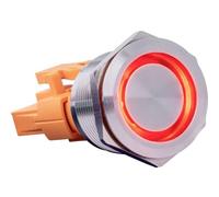 Joy-it BUTTON22B-L-RD Tastschalter 250 V/AC 7 A 1 x Ein/(Aus) IP67, IK10 rastend 1 St., Bouton + interrupteur, Argent