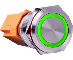 Joy-it BUTTON22B-M-GR BUTTON22B-M-GR Bouton-poussoir 250 V/AC 7 A 1 x On/(Off) à rappel vert (Ø x H) 25 mm x 40.40 mm IK10, IP67
