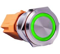 Joy-it Button22C-01 Button22C-01 Interrupteur 250 V à accrochage vert (Ø x L) 24.80 mm x 34.50 mm IP67, IK10 1 pc(s)