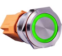 Joy-it Button22C-01 Button22C-01 Interrupteur 250 V à accrochage vert (Ø x L) 24.80 mm x 34.50 mm IP67, IK10 1 pc(s) Piece