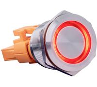 Joy-it Button22C-02 Interrupteur 240 V 15 A à accrochage rouge (Ø x L) 24.8 mm x 34.50 mm IP67, IK10 1 pc(s)