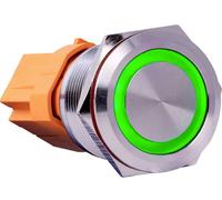 Joy-it BUTTON22C-L-GR BUTTON22C-L-GR Bouton-poussoir 250 V/AC 15 A 1 x On/Off à accrochage vert (Ø x H) 25 mm x 34.50 mm IK10