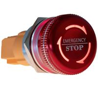 Joy-it Button22NA-02 Button22NA-02 Bouton d'arrêt d'urgence 220 V à accrochage rouge, vert (Ø x L) 22 mm x 46.50 mm IP67, IK10
