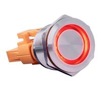 Joy-it Interrupteur 240 V 15 A à verrouillage Rouge (Ø x L) 24.8 mm x 34.50 mm IP67, IK10 1, Bouton + interrupteur, Argent