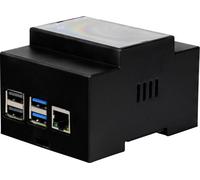 Joy-it Support pour rail DIN Convient pour (kits de développement): Raspberry Pi® 4 pour montage sur rail noir
