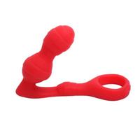 Joy-Lite Emberly Double Feature, Plug Anale avec Anneau de Testicules en Silicone, Rouge