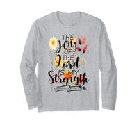 Joy of The Lord is My Strength Verset Motif Floral d'automne Manche Longue