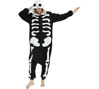 Joy Start Pyjama unisexe pour adulte en peluche Cosplay Animal One Piece Halloween Carnaval Costume Sleepwear Homewear, Squelettes, L