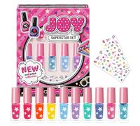 Joy Superstar - Coffret de Vernis à Ongles pour Enfants - 10 Couleurs Pelables pour Jeunes Passionnés de Mode & Mini Tendances, Édition Pop-Star, avec Autocollants - 5 ml