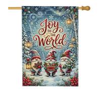 Joy To The World Drapeau de maison de Noël avec citation de nains 71,1 x 101,6 cm