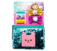 JOY TOY Joytoy Gabby's Dollhouse Ensemble d'accessoires avec 6 supports pour tresses, 2 pinces à cheveux avec sac à paillettes et pochette magique à paillettes sur carte 15 x 2 x 24 cm