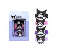 Joy Toy Kuromi Lot de 4 supports pour tresses dans un emballage cadeau 9 x 1,5 x 14 cm