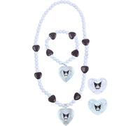 Joy Toy Kuromi Parure de bijoux avec 1 bracelet de perles, 1 collier de perles et 2 bagues