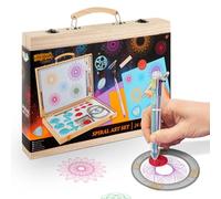 Joya Creative Set Spirograph pour Enfants - Ensemble de 24 pièces Spirographe dans Un Coffret en Bois - Ensemble de Dessins et de Coloriages Créatifs - Spiral Designer pour Enfants - Mandala
