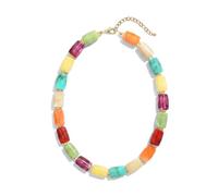Joya Love Collier de perles pour femme - Collier ras du cou tendance multicolore en résine - Bijou d'été, Grand, Résine, Pas de pierre précieuse