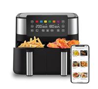 joyami Air Fryer Friteuse Sans Huile - Friteuse à Air Chaud Electrique à Double Tiroir, Air Fryer 7,6L avec Double Panier Anti-Adhésif avec 6 Programmes Fonctions Culinaires Écran Tactile LED, 2850W