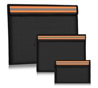 Joyan 3 Pochette Porte Document Ignifuge et Étanche, Sac Argent Sécurisé Anti Feu, Pochette Anti Feu pour Objets de Valeur, Passeport, Classeur Budget, Rangement Protection Optimale (Noir)