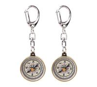 Joyance 2Pcs Porte-Clés Boussole Vintage, Outil de Navigation Boussole de Poche Compact en Alliage Zinc pour Les Activités Plein Air, Les Voyages et la Randonnée