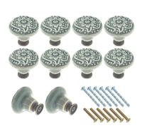 Joyangy Lot de 10 boutons de commode en céramique - Vert rétro - Poignées décoratives de meubles - Convient pour cuisine, placard, armoire et placard