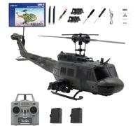 JOYARCH C032 UH-1 Huey Hélicoptère radiocommandé à l'échelle 1/48, 6 canaux sans balais avec positionnement du flux optique, vol inversé en un clic et gyroscope stabilisé, modèle d'avion militaire 3D