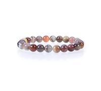 JoyasMinerales Bracelet en Agate du Botswana | 100% Pierres Naturelles Authentiques | Confortable & Élégant | Fil Élastique Coréen + Boîte Cadeau Incluse (Agate du Botswana, 8mm)