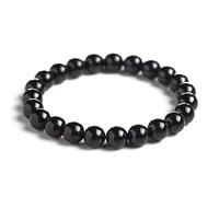 JoyasMinerales Bracelet en Charoïte Noire | 100% Pierres Naturelles Authentiques | Confortable & Élégant | Fil Élastique Coréen + Boîte Cadeau Incluse (Charoïte Noire, 8mm)