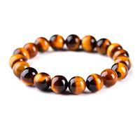 JoyasMinerales Bracelet en Œil de Tigre | 100% Pierres Naturelles Authentiques | Confortable & Élégant | Fil Élastique Coréen + Boîte Cadeau Incluse (Œil de Tigre, 10mm)